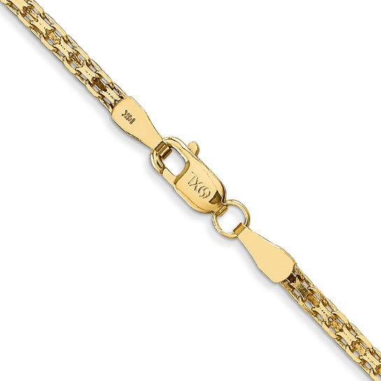 Cadena Bismark Plana Ligera de 14K, 16 pulgadas y 1.8 mm con Cierre de Langosta