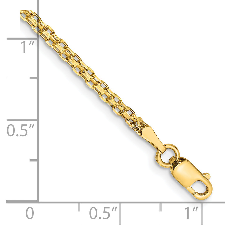 Tobillera 14K de 9 Pulgadas y 1.8 mm Bismark Ligero con Broche de Langosta
