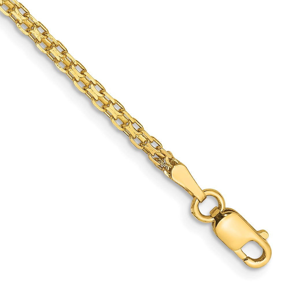 Tobillera 14K de Oro Amarillo 10 Pulgadas 1.8mm Bismark Ligera con Cierre de Langosta