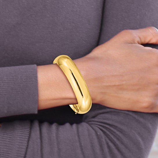 14K Yellow Gold 11/16 Oversize Bangle Bracelet, High Quality Polished with Hinged