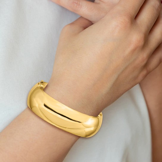 14K Yellow Gold Polished 20mm Hinged Bangle Bracelet