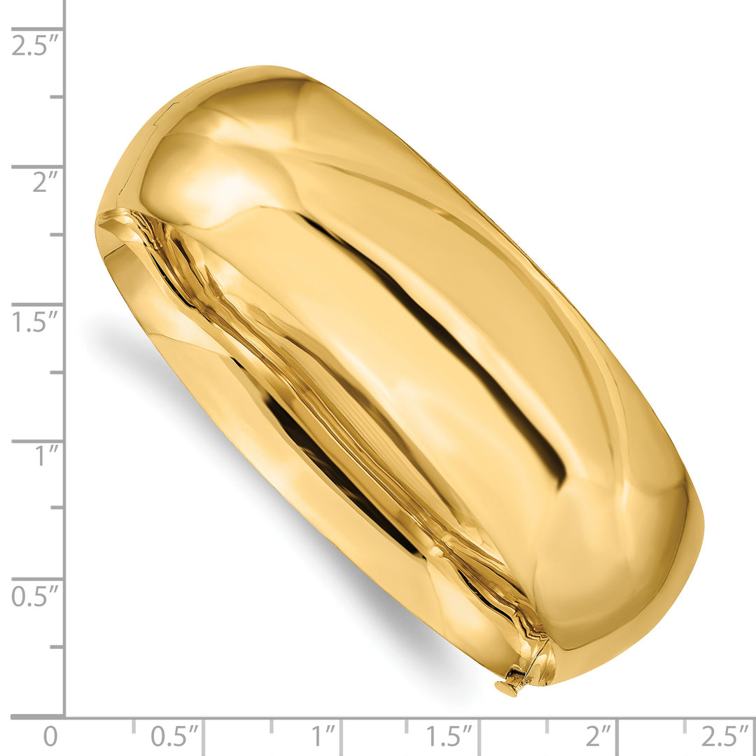 14K Yellow Gold Polished 20mm Hinged Bangle Bracelet