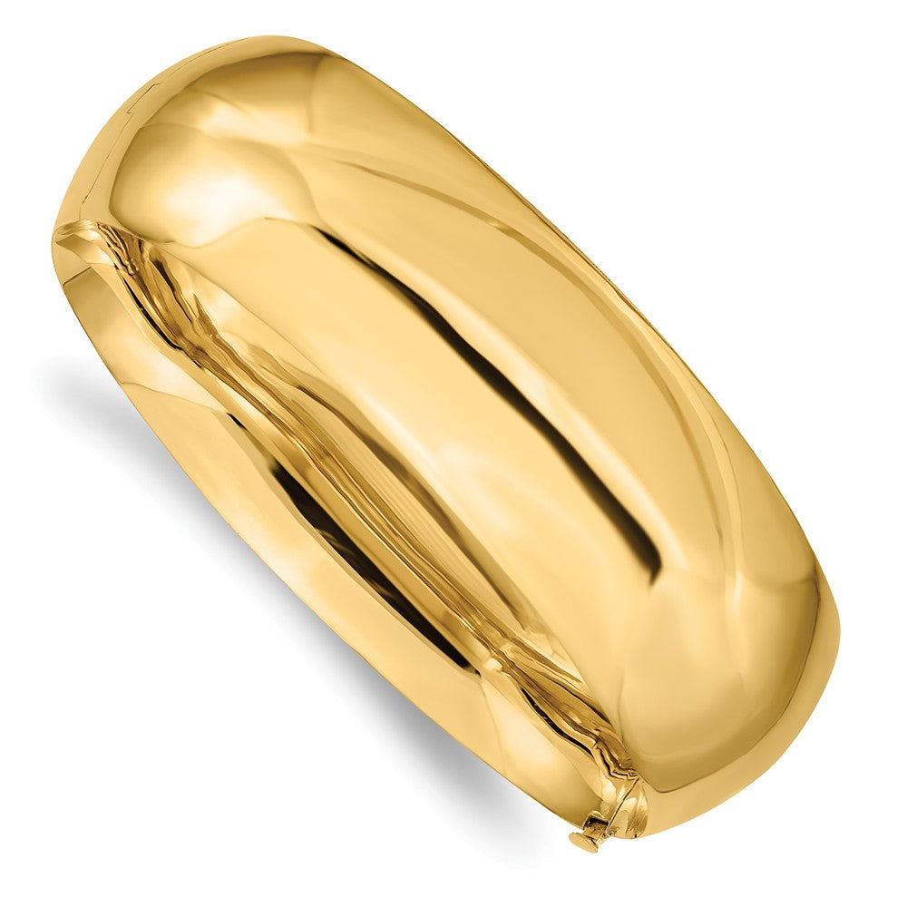14K Yellow Gold Polished 20mm Hinged Bangle Bracelet