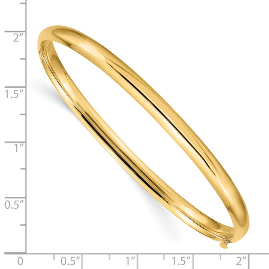 14K Yellow Gold Polished 5mm Hinged Bangle Bracelet