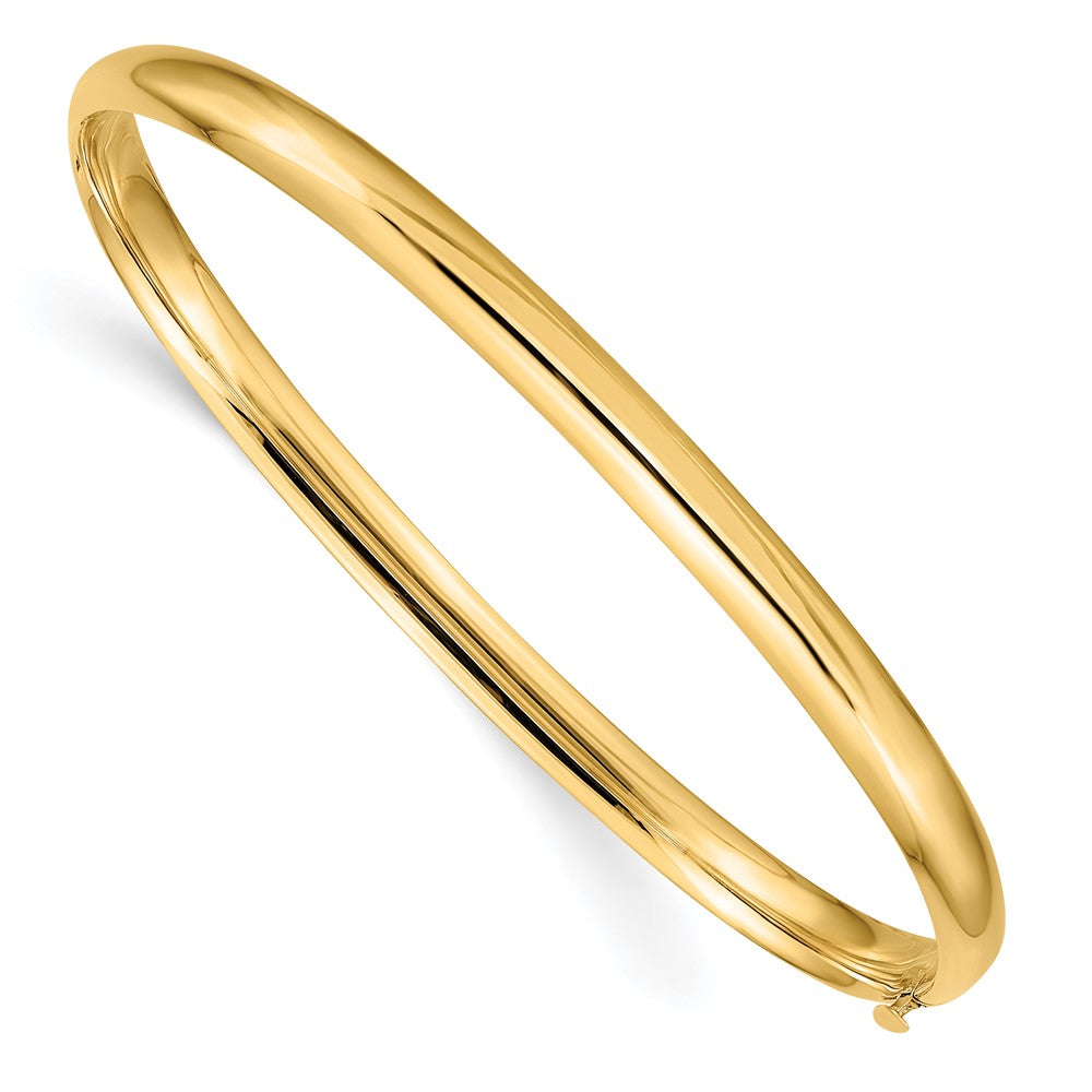 14K Yellow Gold Polished 5mm Hinged Bangle Bracelet