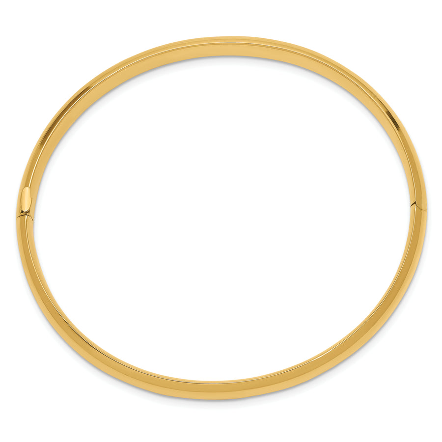 Brazalete Bangle Oversize 14K Oro Amarillo de 4/16, Pulido de Alta Calidad con Bisagra