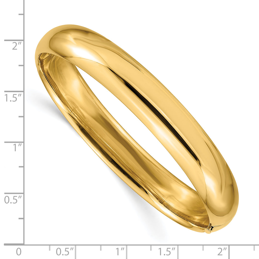14K Yellow Gold 7/16 Oversize Bangle Bracelet, High Quality Polished with Hinged
