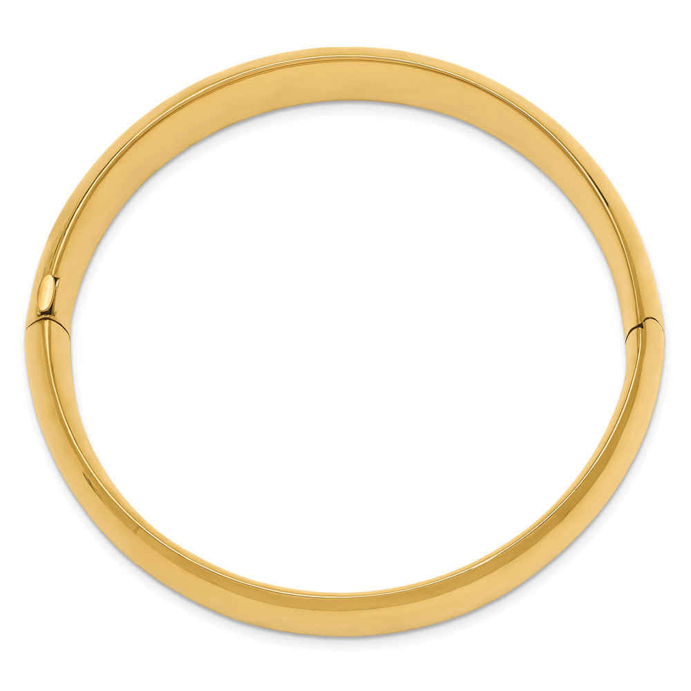 14K Yellow Gold Polished 14.5mm Hinged Bangle Bracelet