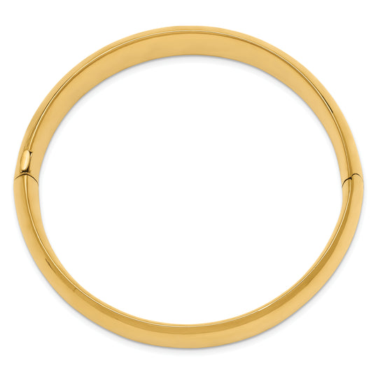 14K Yellow Gold Polished 14.5mm Hinged Bangle Bracelet