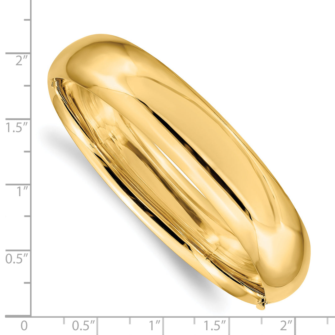 14K Yellow Gold Polished 14.5mm Hinged Bangle Bracelet