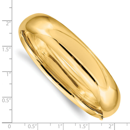 14K Yellow Gold Polished 14.5mm Hinged Bangle Bracelet