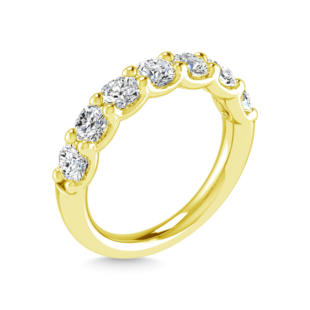 14K yellow gold lab-grown diamond, 5/8 carat total. Round-shaped half-way wedding band (size 6.5)