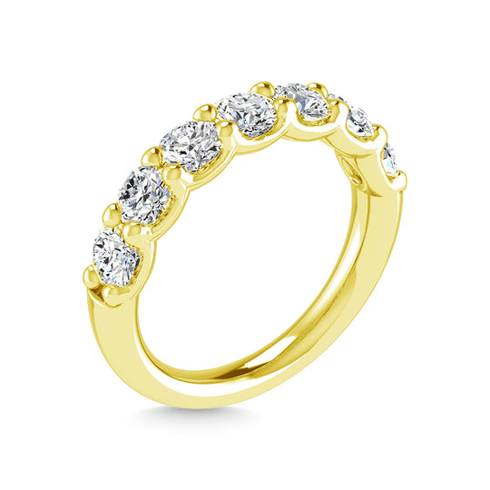 14K yellow gold lab-grown diamond, 5/8 carat total. Round-shaped half-way wedding band (size 6.5)