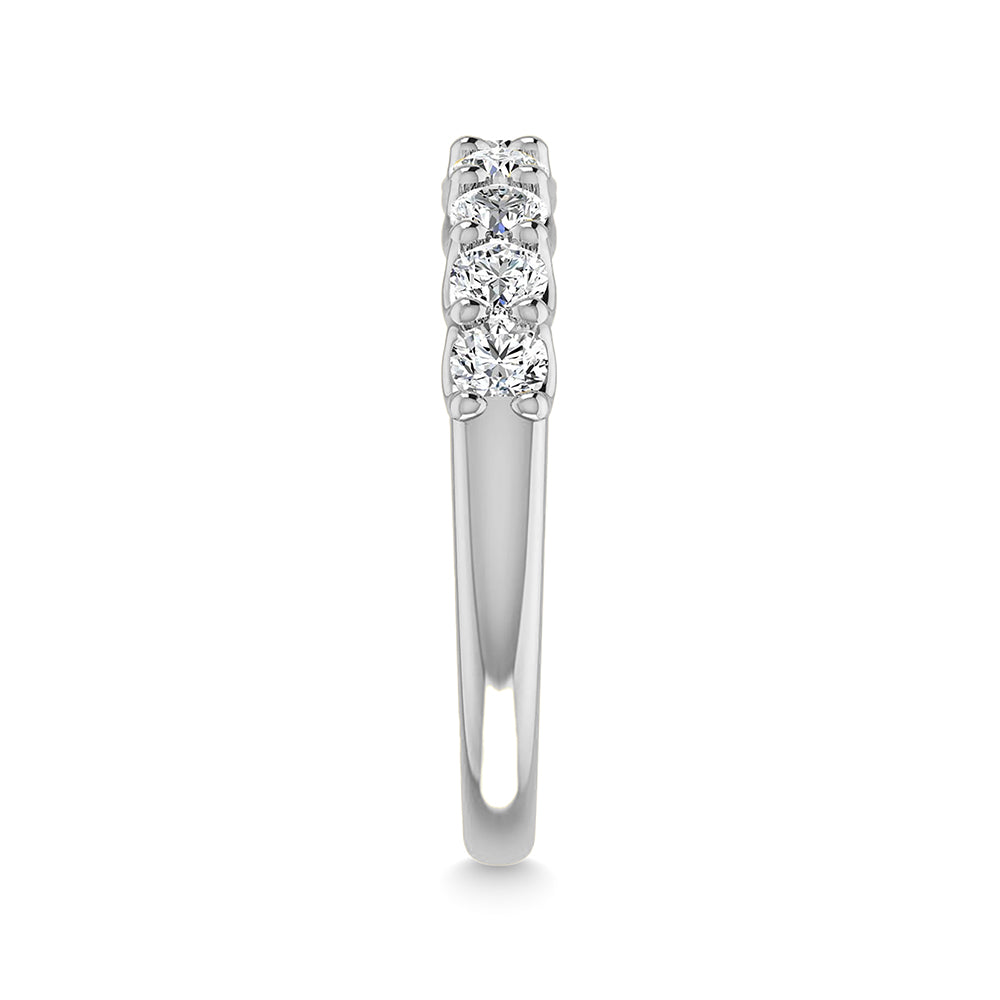 Diamante cultivado en laboratorio de oro blanco de 14 quilates, 1 3/4 quilates total. Alianza de boda a medio camino con forma redonda (tama√±o 6,5)