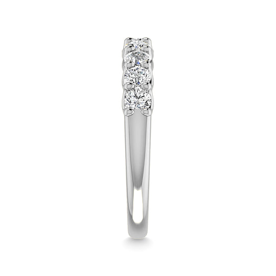 Diamante cultivado en laboratorio de oro blanco de 14 quilates, 1 3/4 quilates total. Alianza de boda a medio camino con forma redonda (tama√±o 6,5)