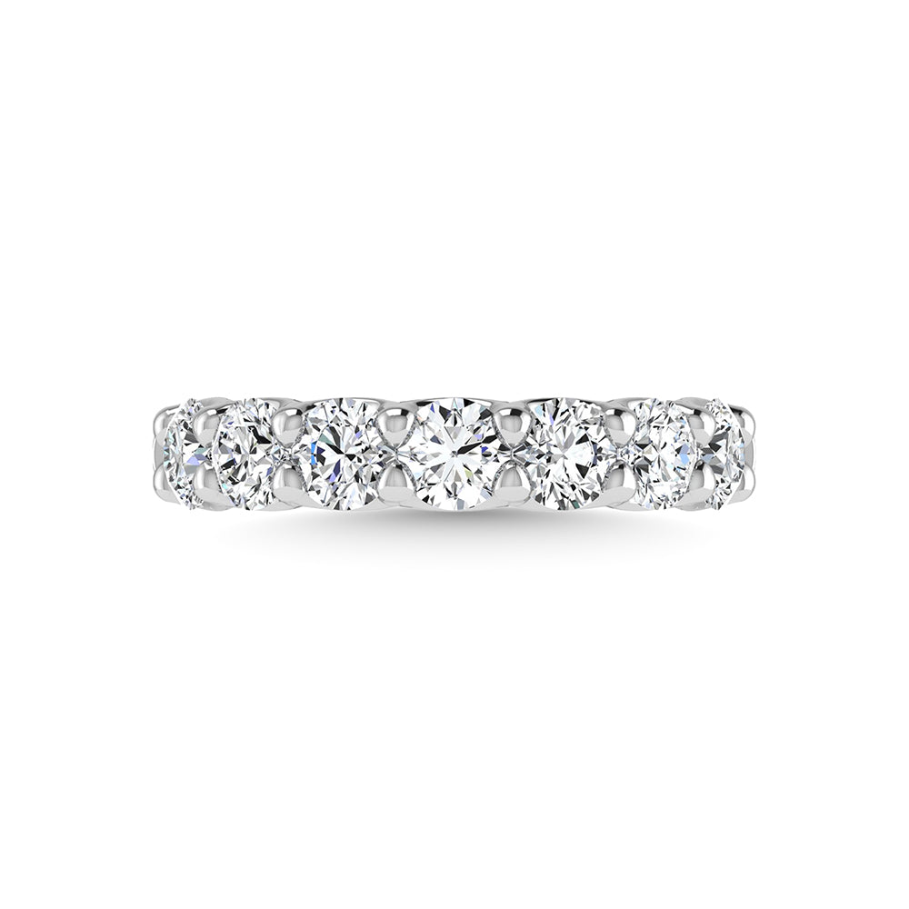 14K white gold diamond, 2.5 carats total. Round-shaped mid-cut band.