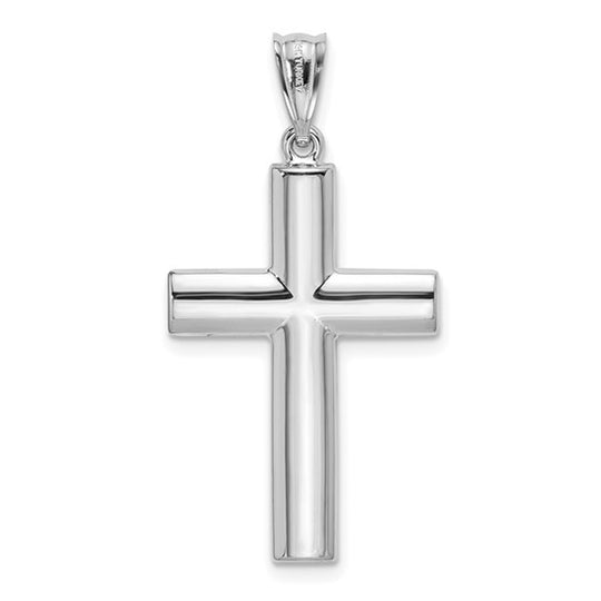Hollow Cross Pendant in 14k White Gold
