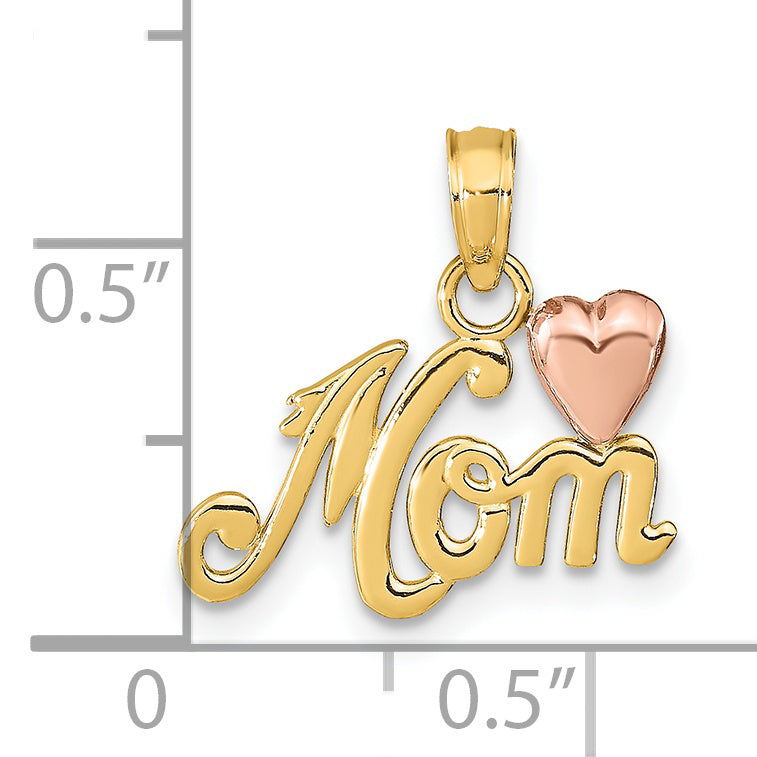 Dije de 14K Bicolor Mom con Corazón