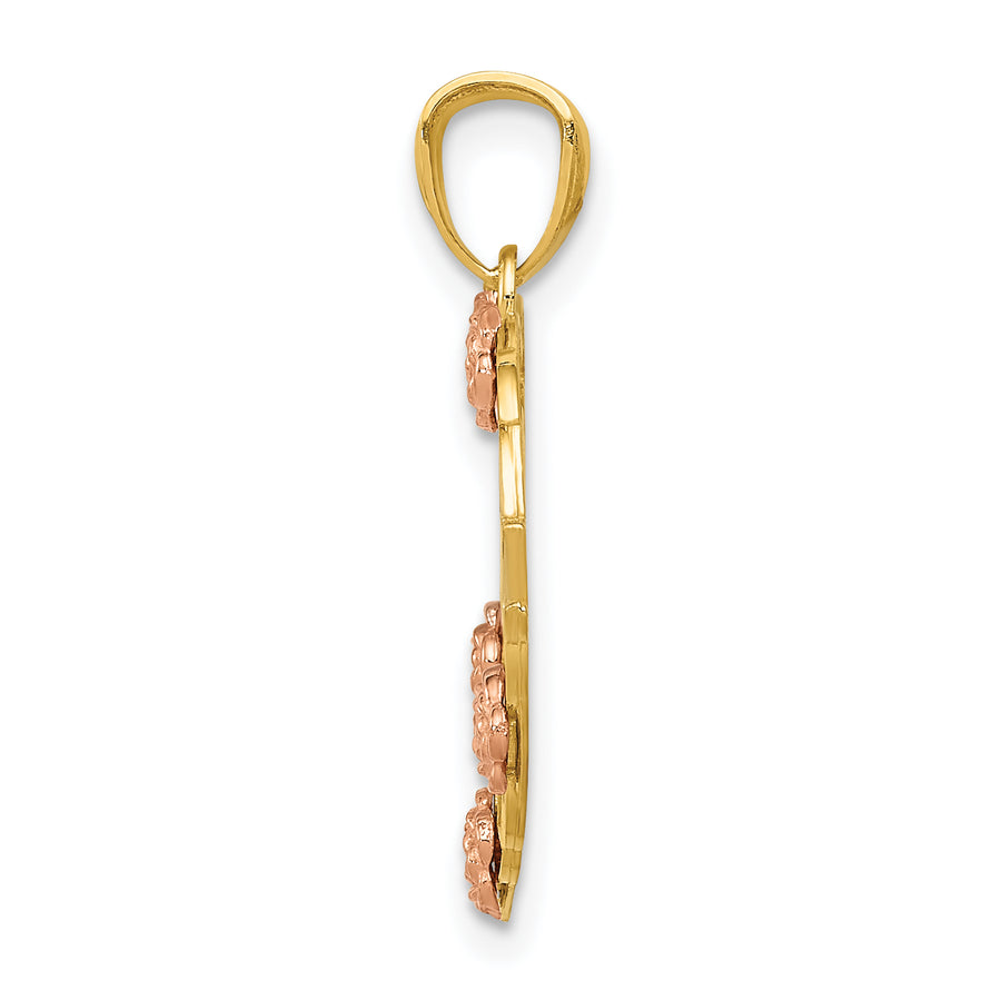 Colgante de Corazón GRANDMA en Oro Bicolor de 14k con Rodio Blanco