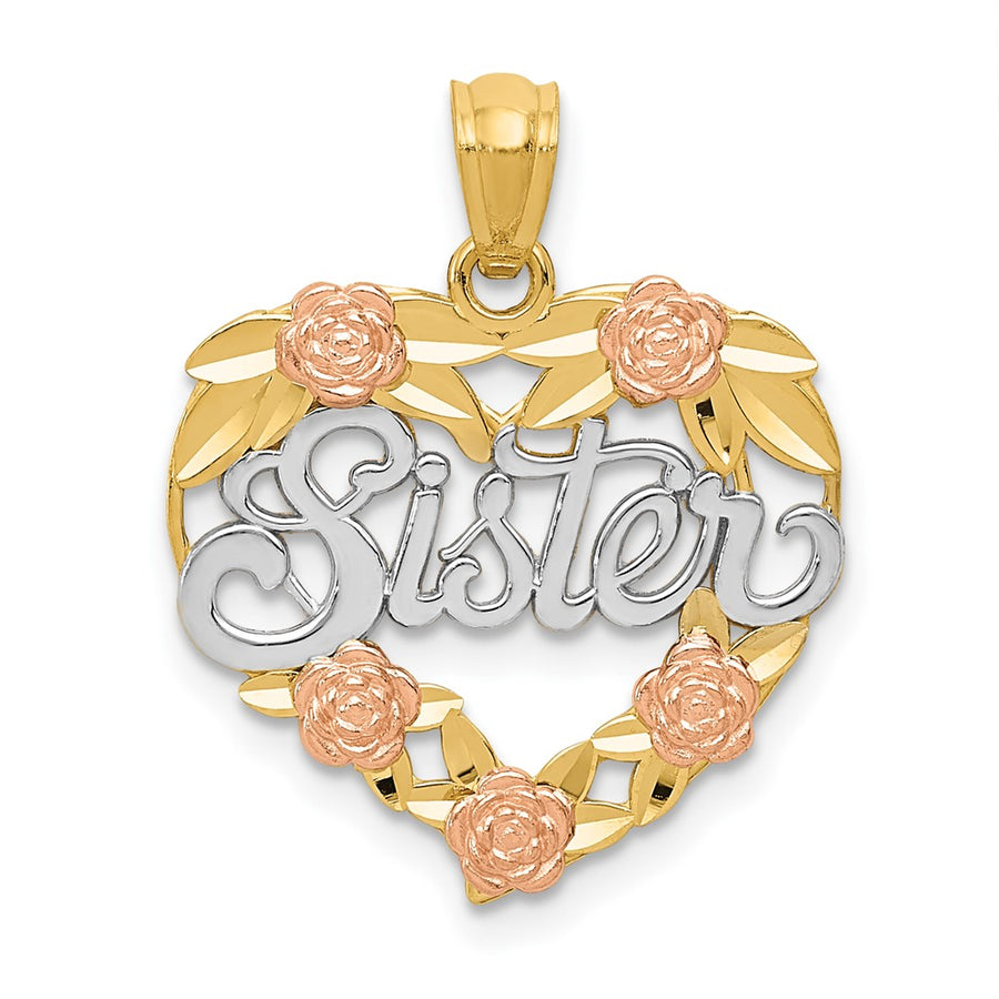 Colgante Corazón Sister en Oro de Dos Tonos con Rodio Blanco de 14k