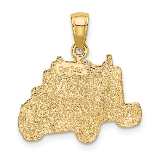 14k Pendiente de Cabina de Camión en Oro Amarillo de 14K