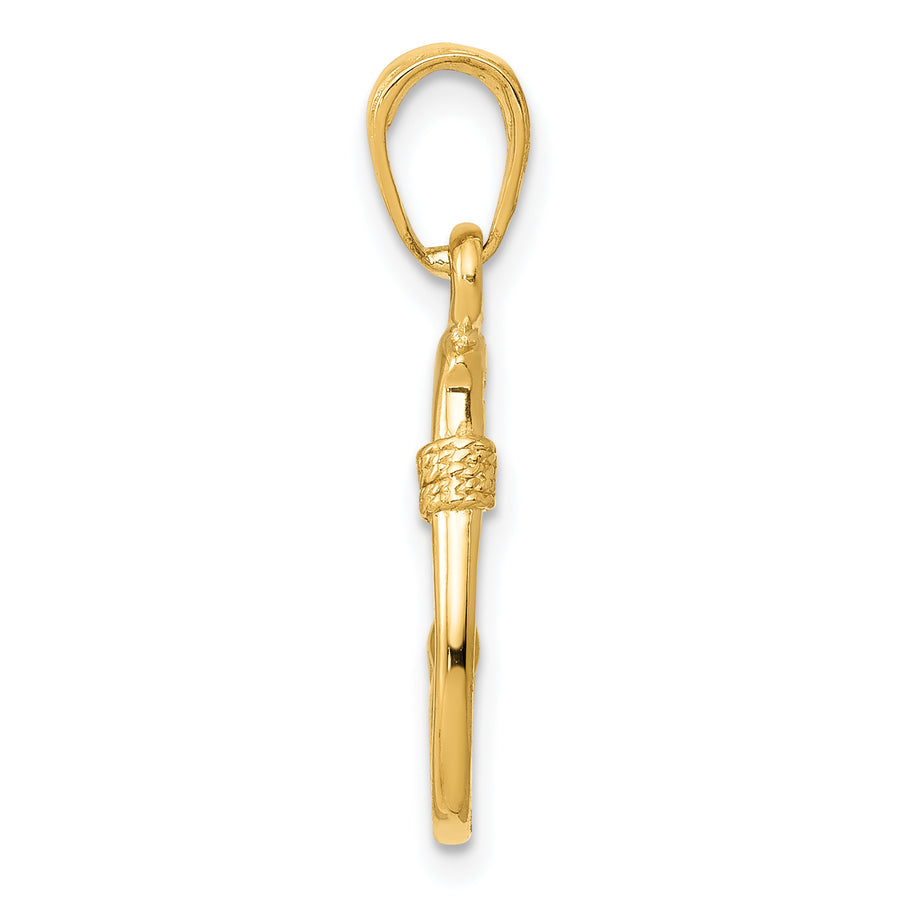 Colgante de Anzuelo 3D de Oro Amarillo de 14K