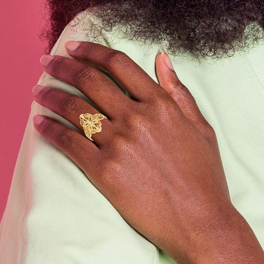 Anillo de Filigrana con Corte Diamante en Oro de 14K