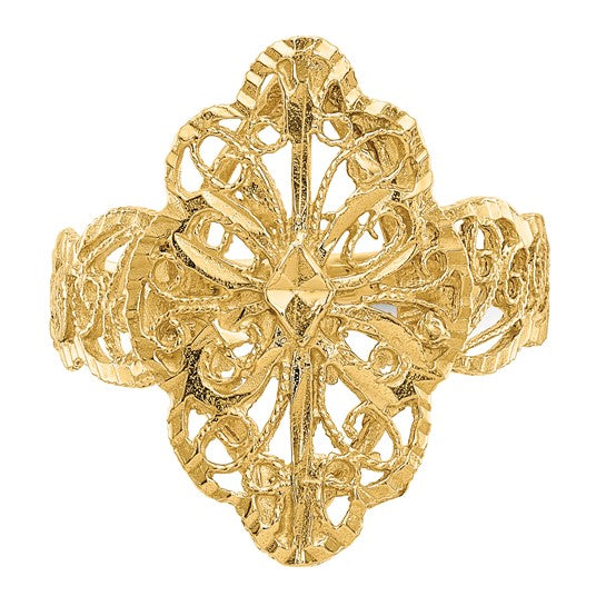 Anillo de Filigrana con Corte Diamante en Oro de 14K