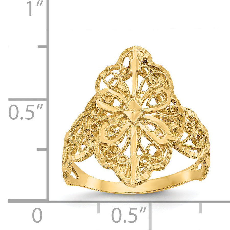 Anillo de Filigrana con Corte Diamante en Oro de 14K