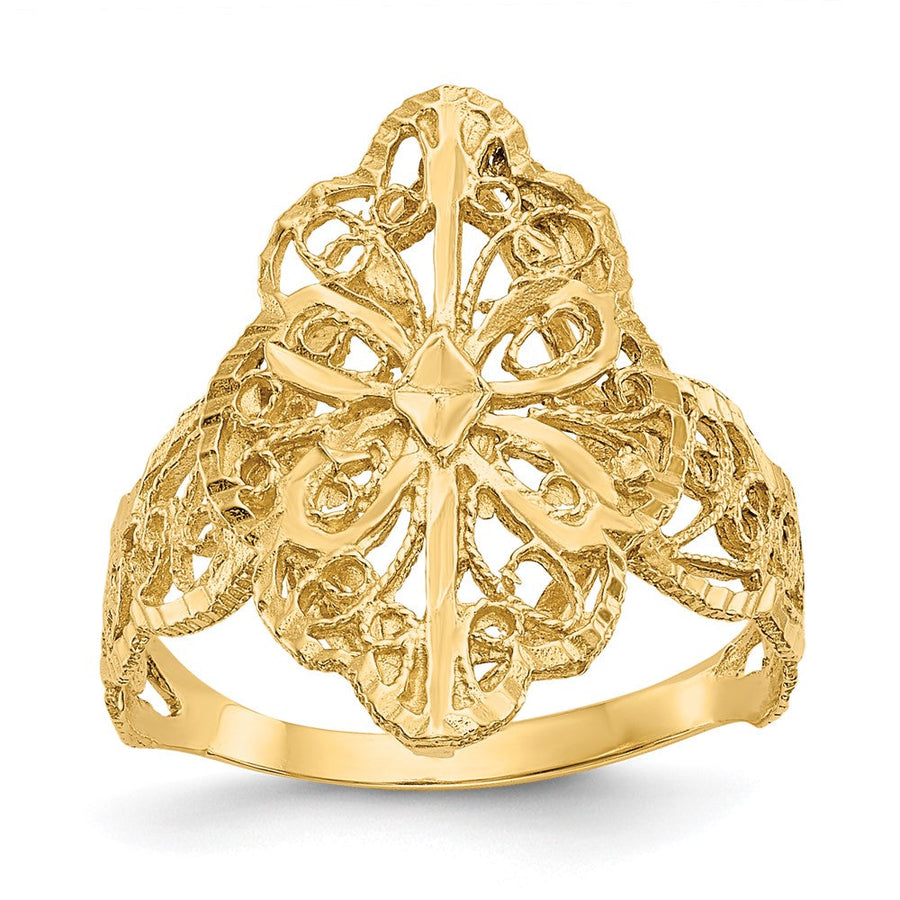 Anillo de Filigrana con Corte Diamante en Oro de 14K