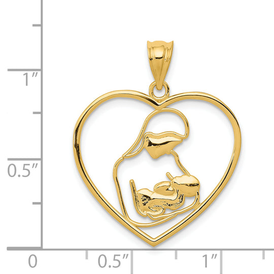 Dije de 14K Madre e Hijo en Corazón