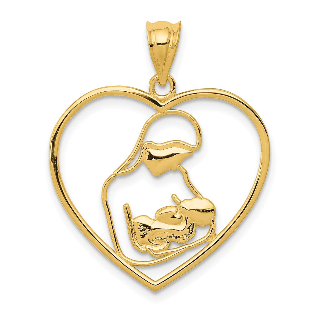 Dije de 14K Madre e Hijo en Corazón