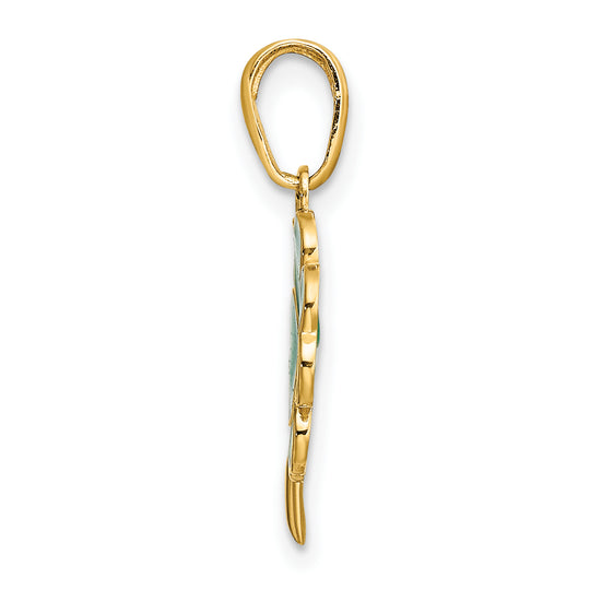 Dije Trébol de 4 Hojas Enameled en Oro Amarillo de 14k