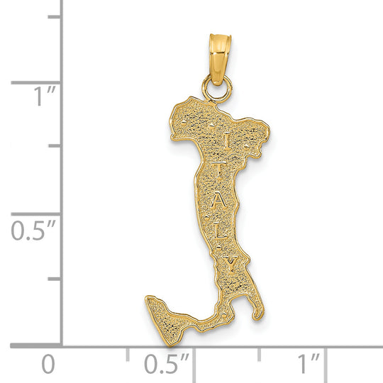 Dije de Mapa con la Inscripción "Italia" en Oro Amarillo de 14k