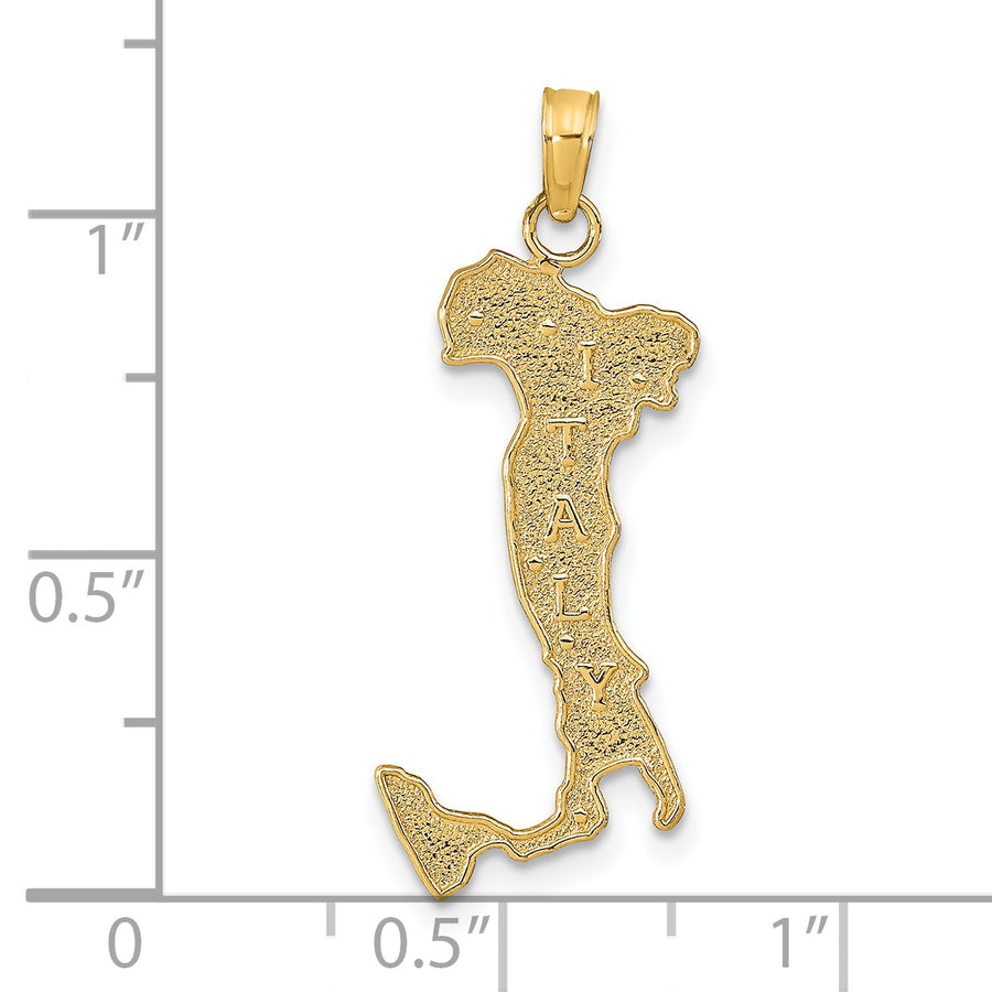 Dije de Mapa con la Inscripción "Italia" en Oro Amarillo de 14k