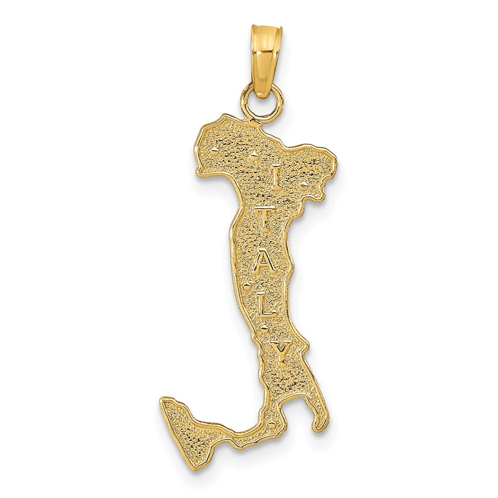 Dije de Mapa con la Inscripción "Italia" en Oro Amarillo de 14k