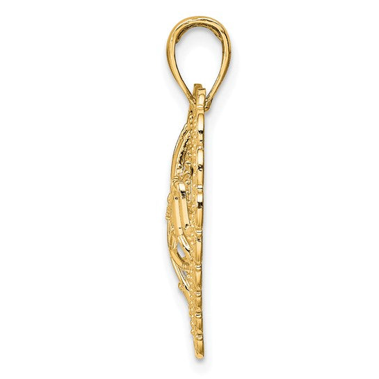 Dije de Corazón Festoneado 14K Pulido Mom