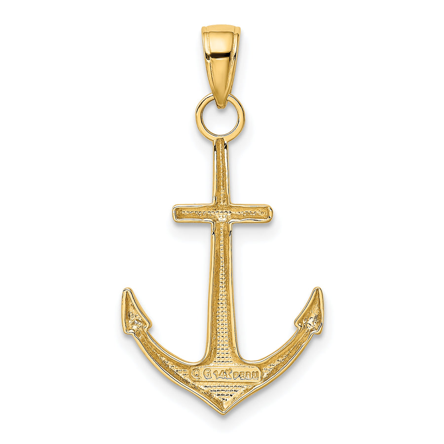 Colgante de Ancla Pulido en Oro de 14K