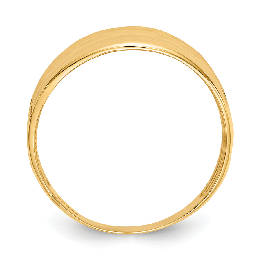 Anillo Dome de Cuatro Estrías Cortado con Diamante Pulido de 14K