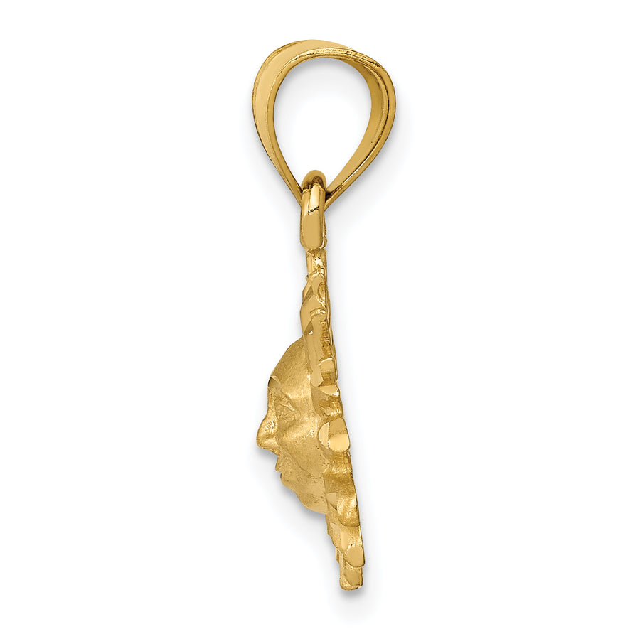 Dije Sol Satinado con Corte Diamante 14k