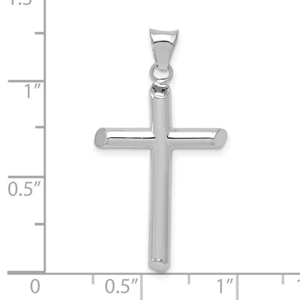 Tubular Cross Pendant in Polished 14k White Gold