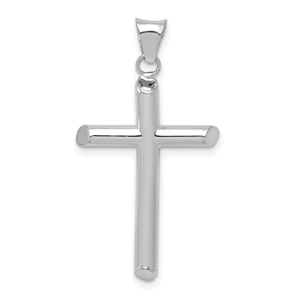 Tubular Cross Pendant in Polished 14k White Gold