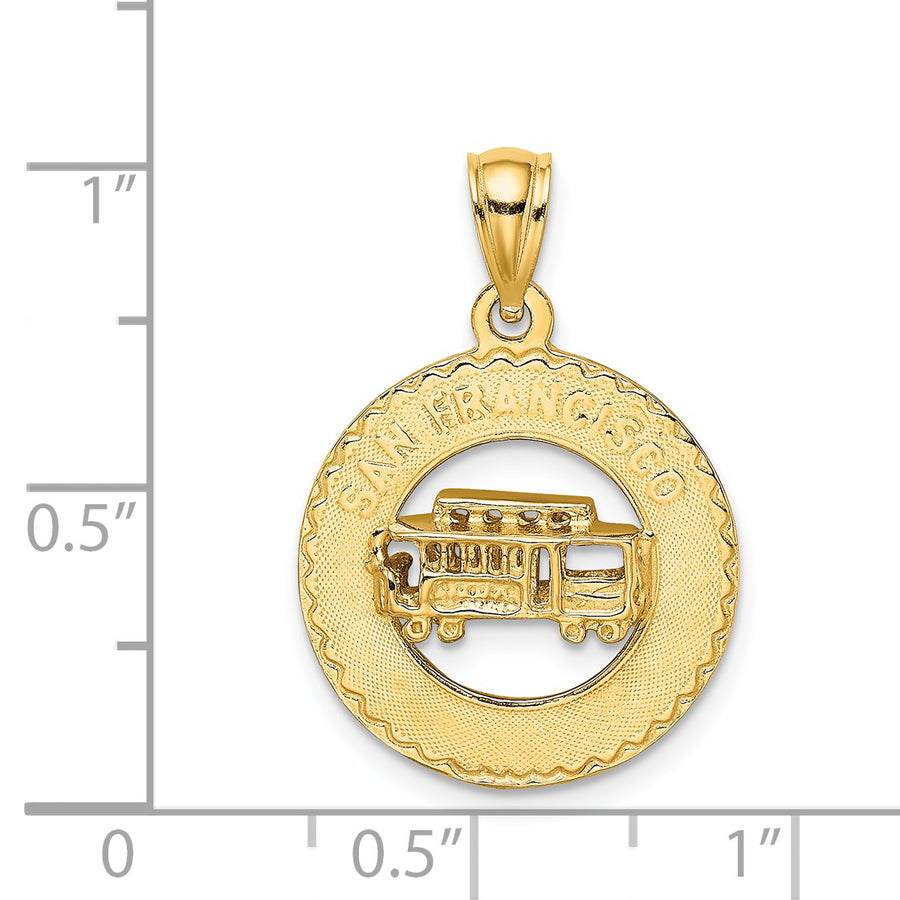 Dije de San Francisco con Tranvía en Oro Amarillo de 14k