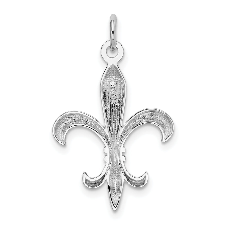 Dije Flor de Lis Hueco en Oro Blanco de 14K