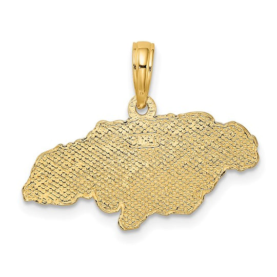 Dije Texturizado del Mapa de Jamaica en Oro Amarillo de 14k