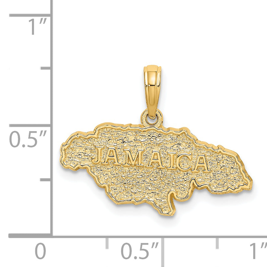 Dije Texturizado del Mapa de Jamaica en Oro Amarillo de 14k