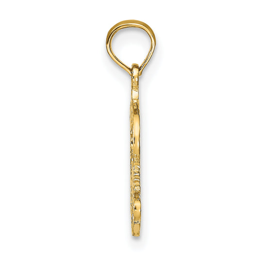 Pisces Zodiac Pendant in 14k Yellow Gold with a Polished and Textured Finish