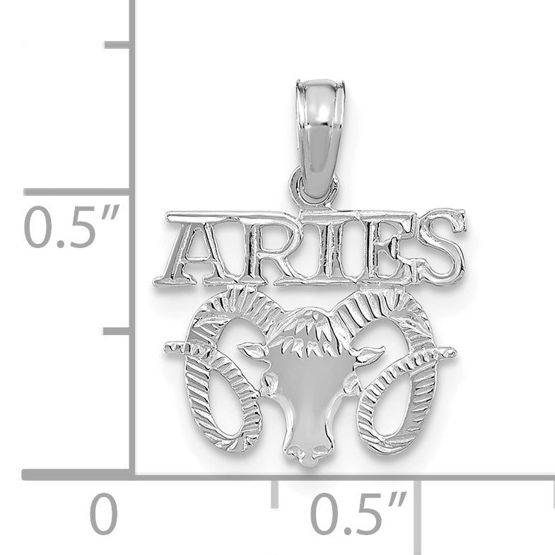 Dije de Aries en Oro Blanco de 14k con Rodio