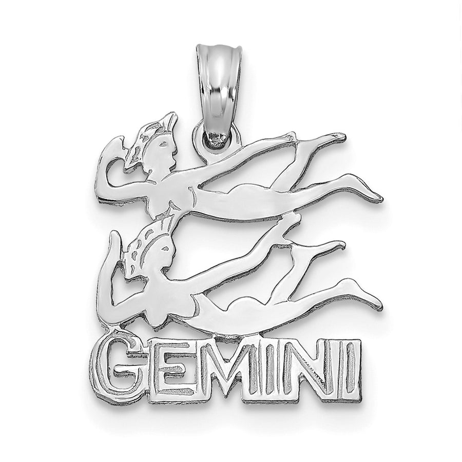 Dije de Zodiaco Géminis de Oro Blanco de 14k con Rodio