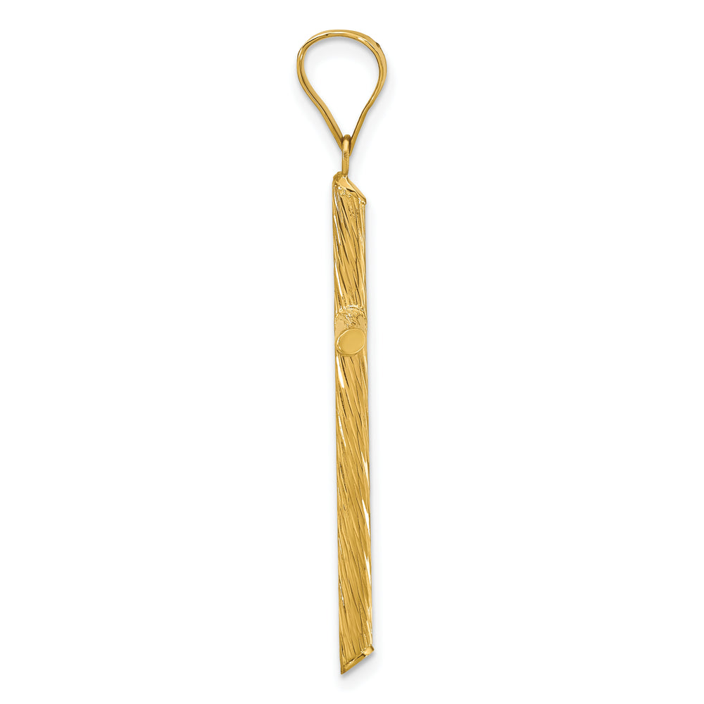 Elegant Polished and Textured Cross Pendant in 14K Yellow Gold